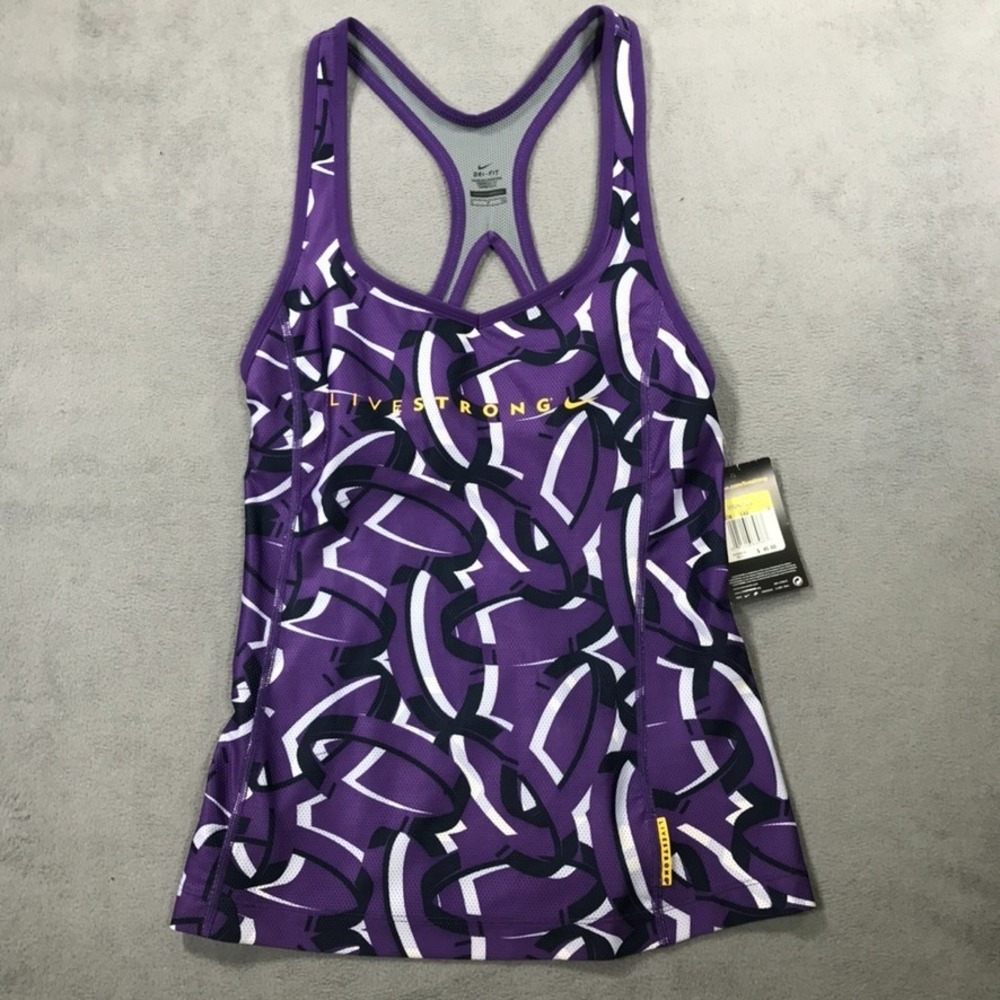 Nike Livestrong Tank Top Women's Small Purple Dri-Fit Athletic Racerback NEW
